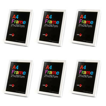 6PK Unigift Wooden/Glass Poster Picture Photo Frame A4 21x29.7cm White