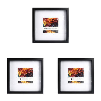 3PK Unigift Shadow Box Wooden/Glass Picture Photo Frame 30x30cm/15x15cm Black