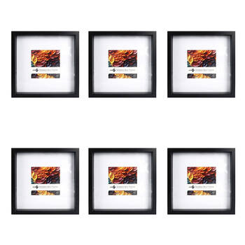 6PK Unigift Shadow Box Wooden/Glass Picture Photo Frame 30x30cm/15x15cm Black