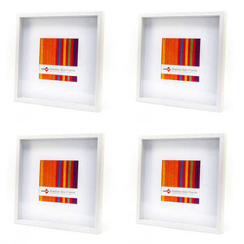 4PK Unigift Shadow Box Wooden/Glass Picture Photo Frame 40x40cm/20x20cm White