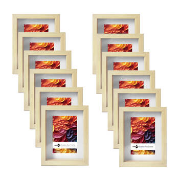 12PK Unigift Shadow Box Wooden/Glass Picture Photo Frame 15x20cm/10x15cm Natural