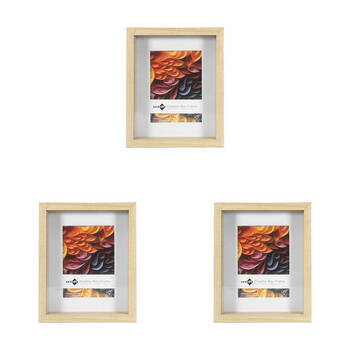 3PK Unigift Shadow Box Wooden/Glass Picture Photo Frame 20x25cm/13x18cm Natural