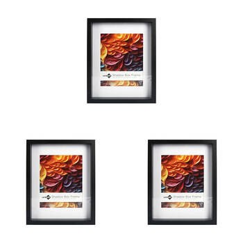 3PK Unigift Shadow Box Wooden/Glass Picture Photo Frame 28x35cm/20x25cm Black