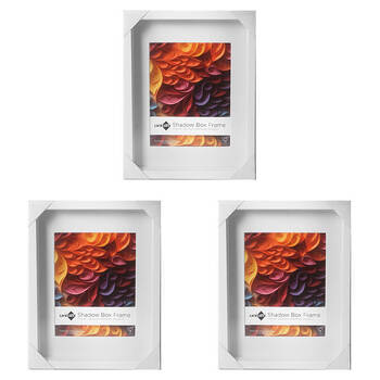 3PK Unigift Shadow Box Wooden/Glass Picture Photo Frame 28x35cm/20x25cm White