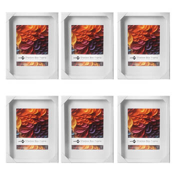 6PK Unigift Shadow Box Wooden/Glass Picture Photo Frame 28x35cm/20x25cm White