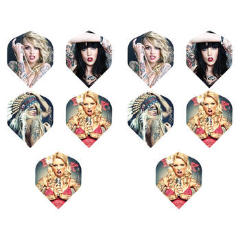 10x 3pc Formula Sports Tattoo Girls Dart Flights Standard Shape Assorted