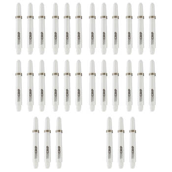 10x 3pc Tex Darts Grip Nylon Dart Shaft Stems Intermediate 35mm White