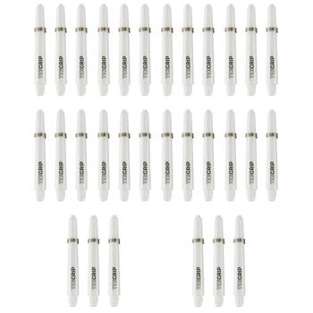 10x 3pc Tex Darts Grip Nylon Dart Shaft Stems Medium 48mm White
