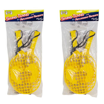 2x 2pc Cooee Outdoor Swing Tennis Replacement Racquet Paddles Set Yellow 6+