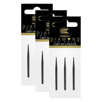 3x 3pc Target Diamond Pro Dart Point Replacement Spare Tip 36mm Black