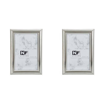 2PK NF Living Shine Bright Photo Frame 4x6 Modern Design Metal Silver