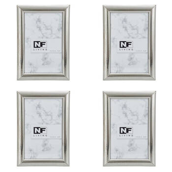 4PK NF Living Shine Bright Photo Frame 4x6 Modern Design Metal Silver