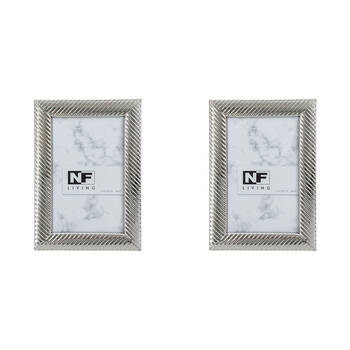 2PK NF Living Alloy Aura Photo Frame 4x6 Modern Design Metal Silver