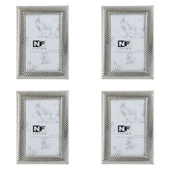 4PK NF Living Alloy Aura Photo Frame 4x6 Modern Design Metal Silver