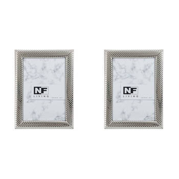 2PK NF Living Alloy Aura Photo Frame 5x7 Modern Design Metal AlloyAura Silver