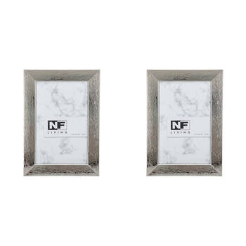 2PK NF Living Metallic Marvel Photo Frame 4x6 Modern Design Metal  Silver