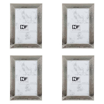 4PK NF Living Metallic Marvel Photo Frame 4x6 Modern Design Metal  Silver