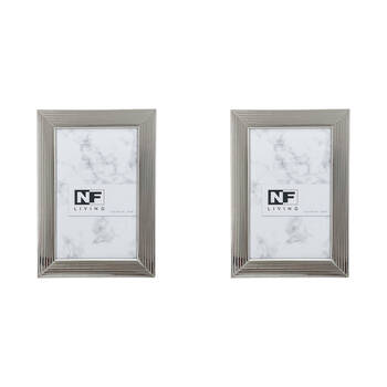 2PK NF Living ChromeCrest Photo Frames 4x6 Modern Design Metal Silver