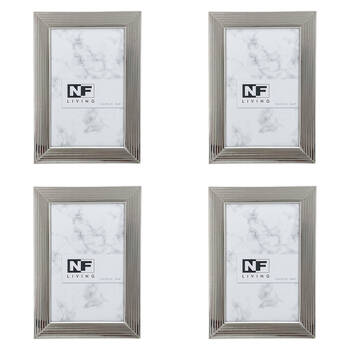 4PK NF Living ChromeCrest Photo Frames 4x6 Modern Design Metal Silver
