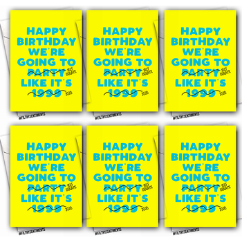 6PK Filthy Sentiments A5 Party Like It's 1999 Blank Greeting Card w/ Envelope