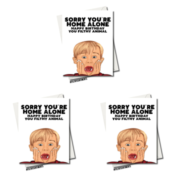 3PK Filthy Sentiments Sorry You're Home Alone Card w/ Envelope A5