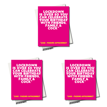 3PK Filthy Sentiments Lockdown Cock Birthday Card w/ Envelope A5