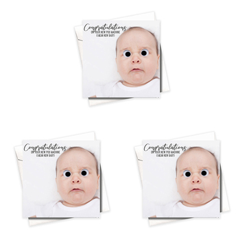 3PK Filthy Sentiments Poo Machine Baby w/ Googly Eyes Card w/ Envelope 14x14cm