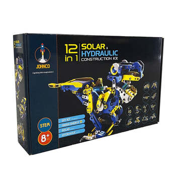 Johnco 12-in-1 Solar & Hydraulic Construction Kit Kids Learning Toy 8y+