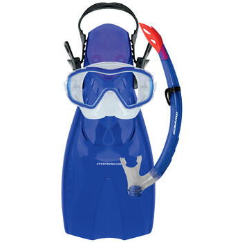 4pc Mirage Shrimp Junior Snorkelling Mask/Snorkel/Fins Set L/XL Blue