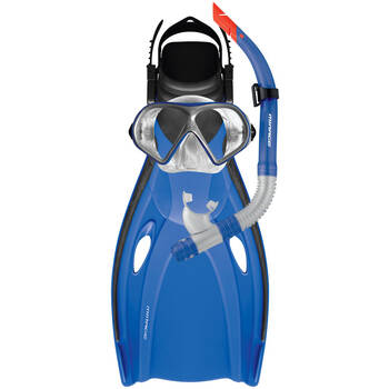 4pc Mirage Mission Silicone Snorkelling Mask/Snorkel/Fins Set S/M Blue