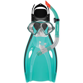 4pc Mirage Mission Silicone Snorkelling Mask/Snorkel/Fins Set L/XL Teal
