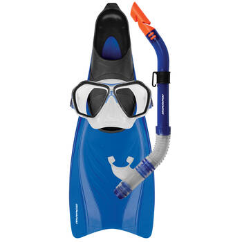 4pc Mirage Bali Silicone Snorkelling Mask/Snorkel/Fins Set XL Blue