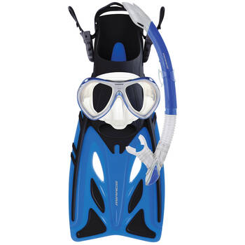 4pc Mirage Crystal Junior Snorkelling Mask/Snorkel/Fins Set S/M Dark Blue