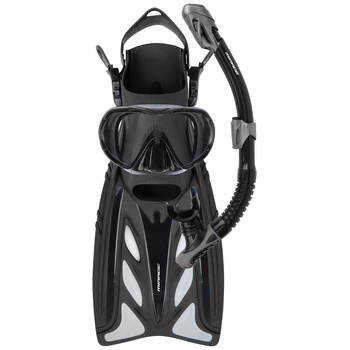 4pc Mirage Rayzor Infinity Dry Silicone Mask/Snorkel/Fins Set S/M Black