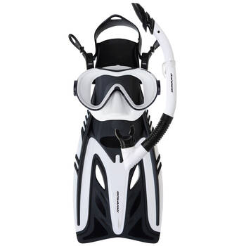 4pc Mirage Rayzor Phantom Silicone Mask/Snorkel/Fins Set S/M White