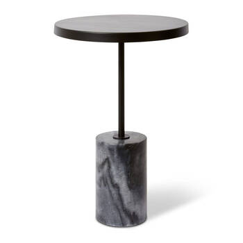 E Style Kush Iron/Marble Side Table 40x56cm - Black/Grey