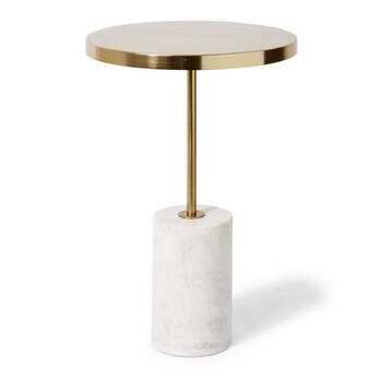 E Style Kush Iron/Marble Side Table 40x56cm - Gold/White