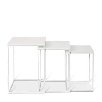 3pc E Style Duke Square Metal/MDF Side Table Set - White