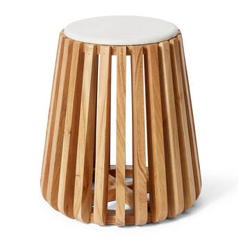 E Style Azuka Side Table Marble Top/Solid Acacia Wood 35x50cm White/Natural