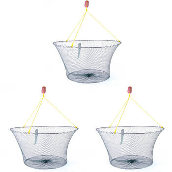 3PK Fishteck Mesh Net Yabby Drop With Aluminium Handle 55cm Blue