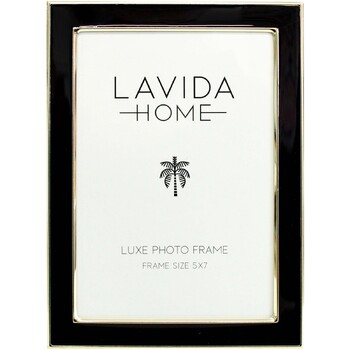 LVD Enamel Iron Glass Luxe 5x7" Photo Frame Display - Black/Gold