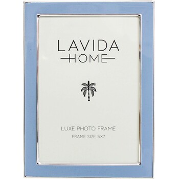 LVD Enamel Iron Glass Luxe 5x7" Photo Frame Display - French Blue/Silver