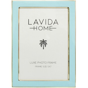 LVD Enamel Iron Glass Luxe 5x7" Photo Frame Display - Aqua/Gold