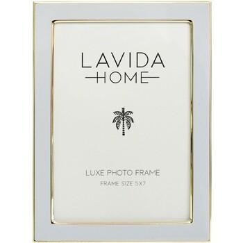 LVD Enamel Iron Glass Luxe 5x7" Photo Frame Display - Cloud/Gold