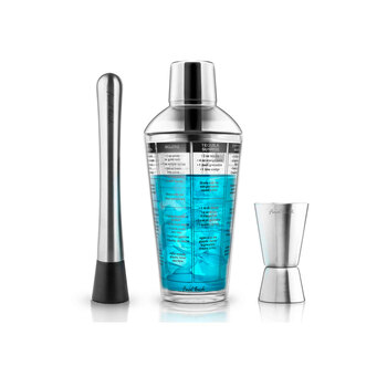Final Touch 3 Piece Stainless Steel & Glass Bar Tools Set