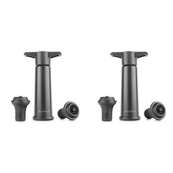 2PK Final Touch Wine Bottle Pump w/ Two Stoppers - Black