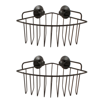 2PK Home Expression 18cm Shower Shelf w/ Suction Cup - Matte Black