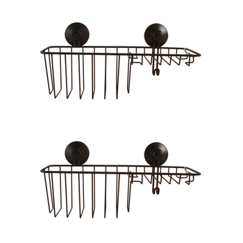 2PK Home Expression 30cm Shower Shelf w/ Suction Cup - Matte Black