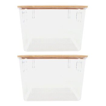 2PK Home Expression 21x19cm Storage Basket w/ Lid Organiser - Clear