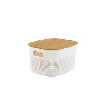 Home Expression 27x22cm Oval Plastic Basket w/ Lid Organiser - White